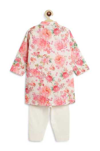 Tiber Taber Floral Print Cotton Kurta & Pant Set
