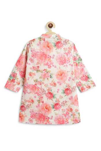 Shop Tiber Taber Cream Cotton Floral Print Kurta And Pant Set Shop_Tiber Taber_Cream Cotton Floral Print Kurta And Pant Set