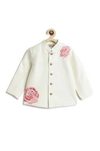 Tiber Taber_Cream Viscose Embroidery Bandhgala And Pant Set _Online_at_Aza_Fashions