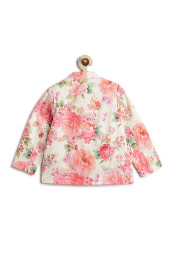 Tiber Taber Floral Print Cotton Bandhgala & Pant Set 