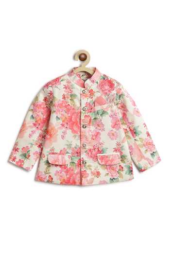 Buy Tiber Taber Cream Cotton Floral Print Bandhgala And Pant Set Buy_Tiber Taber_Cream Cotton Floral Print Bandhgala And Pant Set
