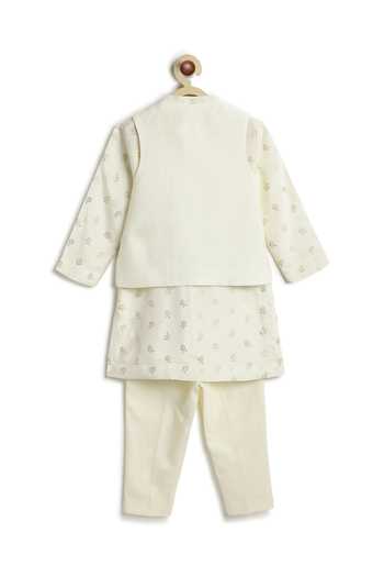 Tiber Taber Embroidered Bundi & Kurta Set 