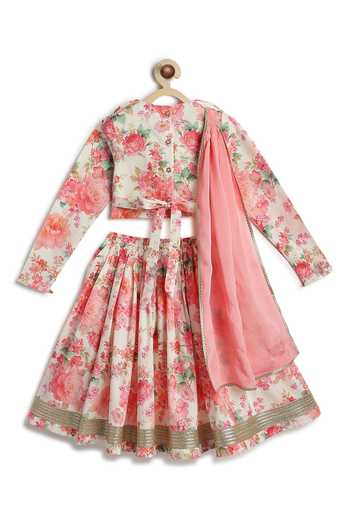 Tiber Taber Floral Print Cotton Lehenga Set 