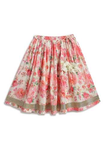 Buy_Tiber Taber_Cream Viscose, Cotton Lace Floral Print Lehenga And Blouse Set 