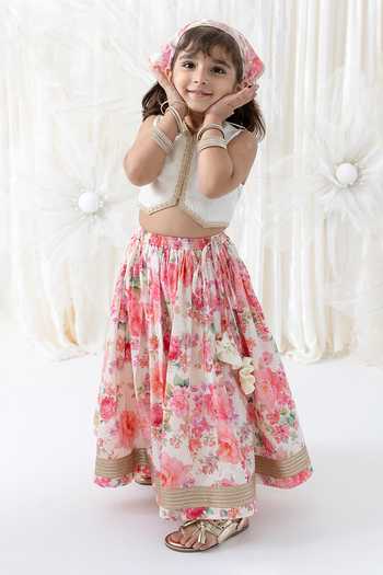 Tiber Taber Floral Print Lehenga & Blouse Set 