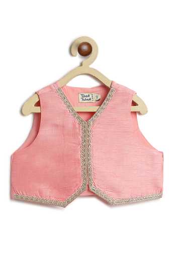 Buy_Tiber Taber_Pink Viscose, Cotton Tassels, Lace Floral Print Lehenga And Blouse Set 