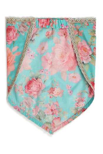 Shop_Tiber Taber_Pink Viscose, Cotton Tassels, Lace Floral Print Lehenga And Blouse Set 