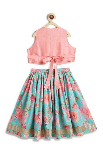 Tiber Taber Floral Print Cotton Lehenga & Blouse Set 