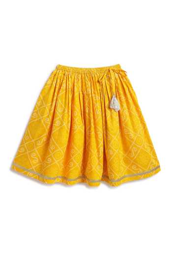 Tiber Taber Yellow Cotton, Viscose Bandhani Print Lehenga Set Online at Aza Fashions Tiber Taber_Yellow Cotton, Viscose Bandhani Print Lehenga Set _Online_at_Aza_Fashions