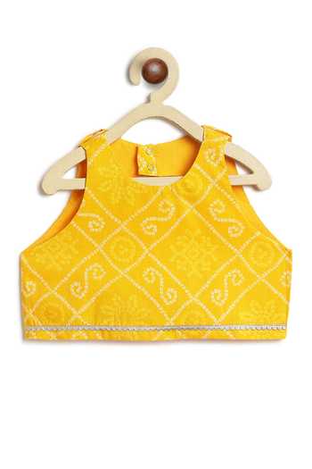 Tiber Taber Yellow Cotton, Viscose Bandhani Print Lehenga Set at Aza Fashions Tiber Taber_Yellow Cotton, Viscose Bandhani Print Lehenga Set _at_Aza_Fashions