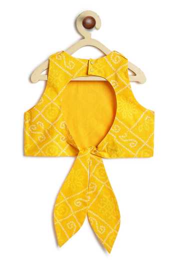 Buy Tiber Taber Yellow Cotton, Viscose Bandhani Print Lehenga Set Buy_Tiber Taber_Yellow Cotton, Viscose Bandhani Print Lehenga Set