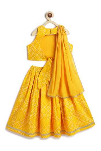 Tiber Taber Bandhani Print Cotton Lehenga Set 
