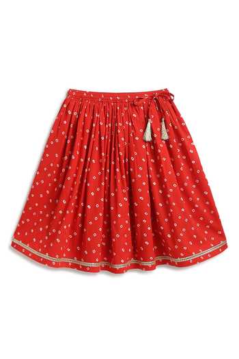 Buy Tiber Taber Yellow Cotton, Viscose Bandhani Print Lehenga Set Buy_Tiber Taber_Yellow Cotton, Viscose Bandhani Print Lehenga Set