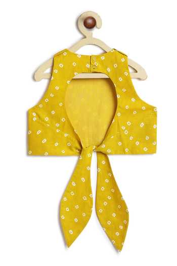 Shop Tiber Taber Yellow Cotton, Viscose Bandhani Print Lehenga Set Shop_Tiber Taber_Yellow Cotton, Viscose Bandhani Print Lehenga Set
