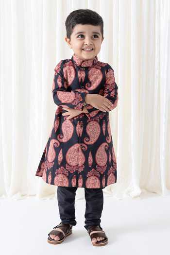 Buy Tiber Taber Black Cotton Paisley Print Kurta Set Online at Aza Fashions Buy_Tiber Taber_Black Cotton Paisley Print Kurta Set _Online_at_Aza_Fashions