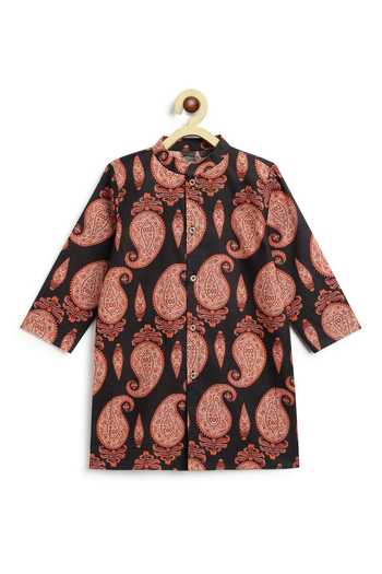 Buy Tiber Taber Black Cotton Paisley Print Kurta Set Buy_Tiber Taber_Black Cotton Paisley Print Kurta Set