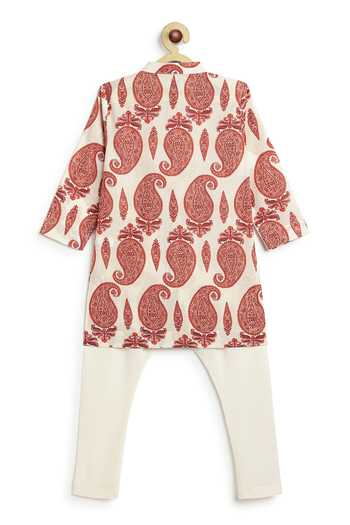 Tiber Taber Paisley Print Cotton Kurta & Churidar Set 