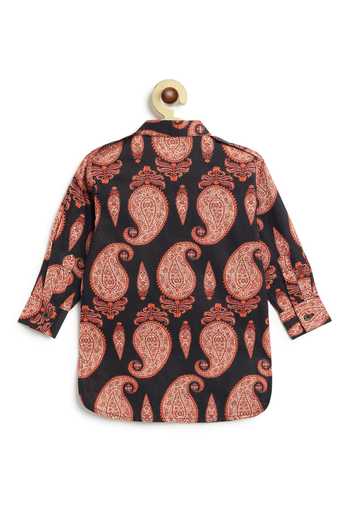 Shop Tiber Taber Black Cotton Paisley Print Kurta And Salwar Set Shop_Tiber Taber_Black Cotton Paisley Print Kurta And Salwar Set