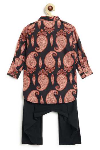 Tiber Taber Paisley Print Cotton Kurta & Salwar Set