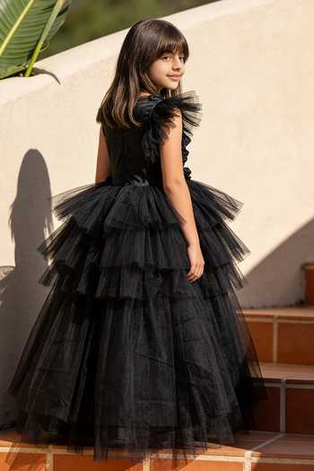 FAYON KIDS Bloom & Bow Black Gown 