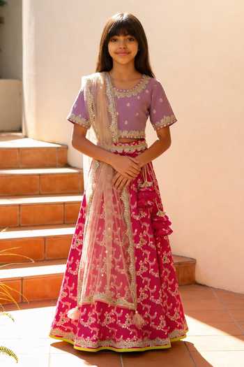 FAYON KIDS Brocade Woven Lehenga Set 