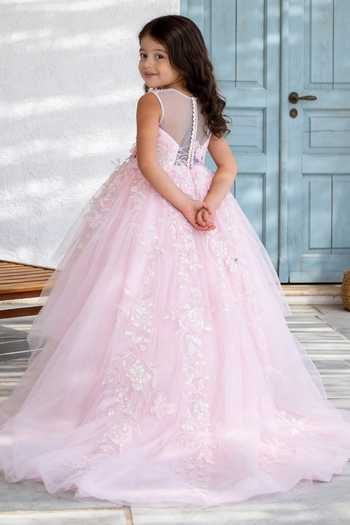 FAYON KIDS Floral Embroidered Gown 
