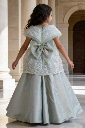 FAYON KIDS Floral Embroidered Lycra Gown 
