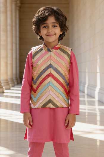 Buy FAYON KIDS Cream Cotton Sequins, Embroidery Bundi And Kurta Set Online at Aza Fashions Buy_FAYON KIDS_Cream Cotton Sequins, Embroidery Bundi And Kurta Set _Online_at_Aza_Fashions