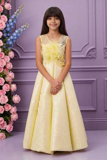 FAYON KIDS 3D Flower Embroidered Gown 