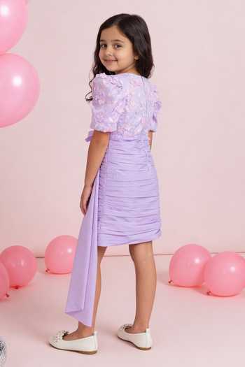 FAYON KIDS Lilac Embroidered Dress 