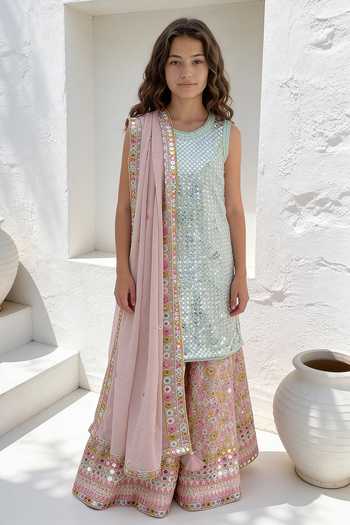 FAYON KIDS mbroidered Kurta Sharara Set 