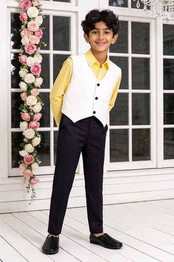 FAYON KIDS Solid Waistcoat & Pant Set 