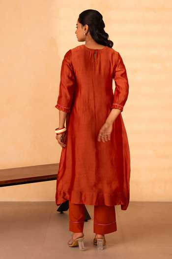 Gulabik Jaipur Chinar Handloom Chanderi Kurta & Pant Set 