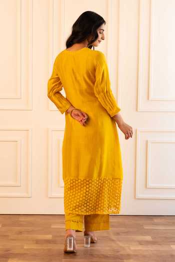 Gulabik Jaipur Kiana Yoke Embroidered Kurta & Pant Set 