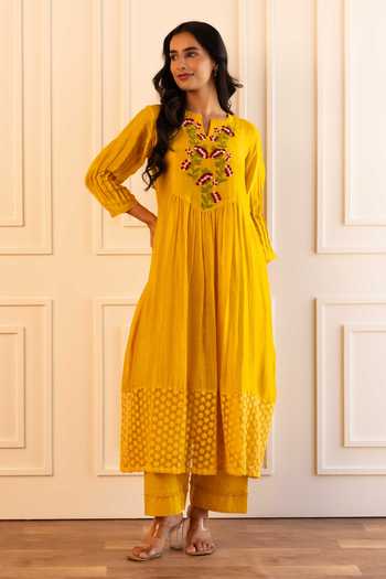 Gulabik Jaipur Kiana Yoke Embroidered Kurta & Pant Set 