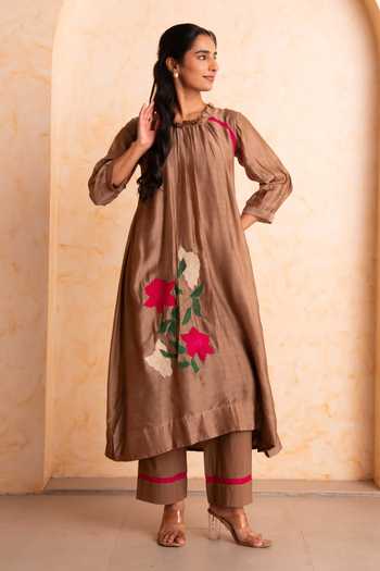 Gulabik Jaipur Shubha Handloom Chanderi Kurta & Pant Set 
