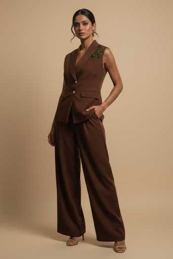 The Pretty Things by Priyanka B. Sahani Hand Embroidered Vest & Trouser Set 