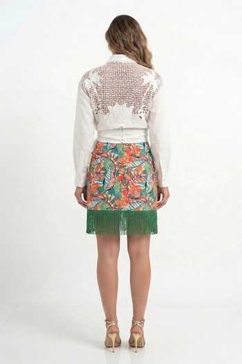 The Pretty Things by Priyanka B. Sahani Cutworl Shirt & Tropical Print Skirt Set 