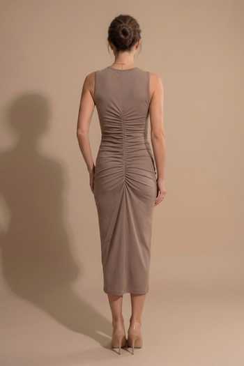 The Pretty Things by Priyanka B. Sahani Ruched Jersey Midi Dress 