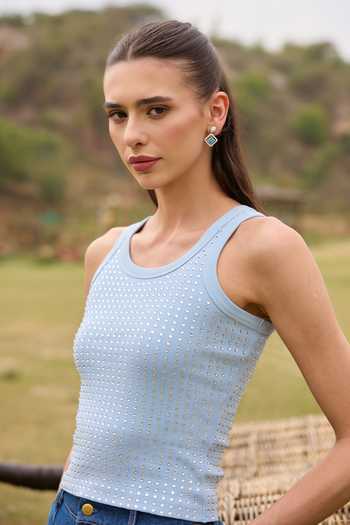 Buy Kay Kay Blue Denim Scoop Neck Adeline Gradient Jacket And Pant Set Online at Aza Fashions Buy_Kay Kay_Blue Denim Scoop Neck Adeline Gradient Jacket And Pant Set _Online_at_Aza_Fashions