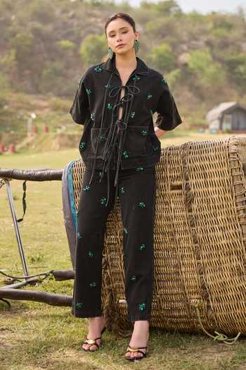 Kay Kay Alora Tie-up Denim Top & Pant Set 
