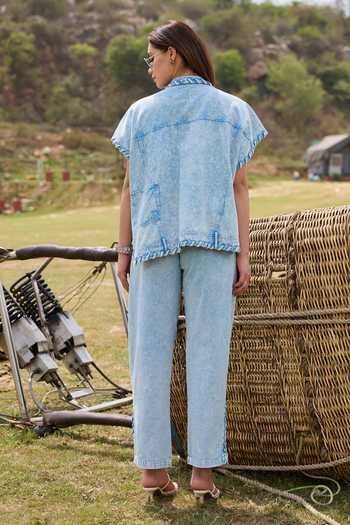 Kay Kay Alessa Rope Detailed Denim Shirt & Pant Set 