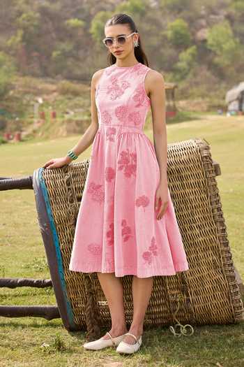 Kay Kay Brielle Floral Pattern Denim Dress 