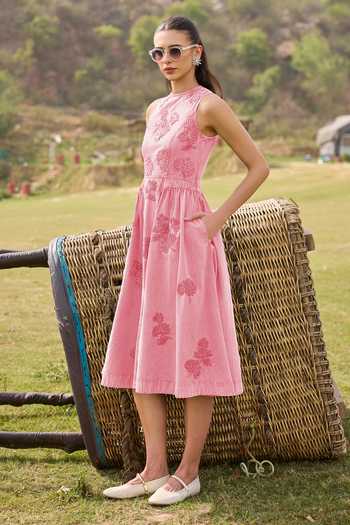 Kay Kay Brielle Floral Pattern Denim Dress 