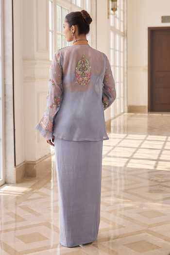 RINESSA Hand Embroidered Jacket & Dhoti Skirt Set 