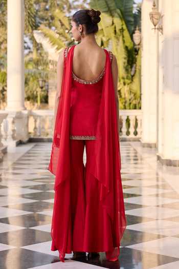 RINESSA Embellished Short Kurta & Sharara Set 