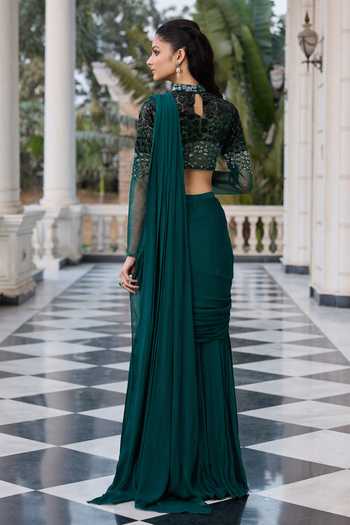 RINESSA Embellished Blouse With Pre-Draped Saree 