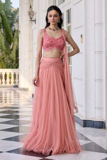 RINESSA Embroidered Blouse With Draped Saree 