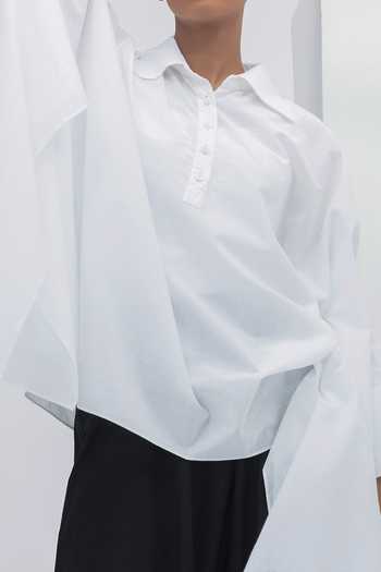 Aakaar_White Cotton Kaftan Style Tunic For Kids_Online_at_Aza_Fashions