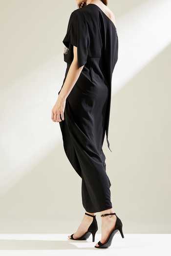 Aakaar Star Cluster One Shoulder Draped Gown For Kids